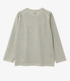 L/S U-Neck Tee - Natural/Black Grid - R/PE Russell