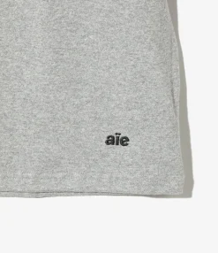 Mock Neck L/S Tee - H. Grey Cotton Jersey