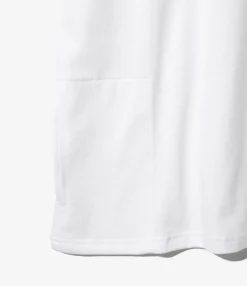 Mock Neck L/S Tee - White Cotton Jersey