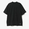 Mock Neck S/S Tee - Black Cotton Jersey