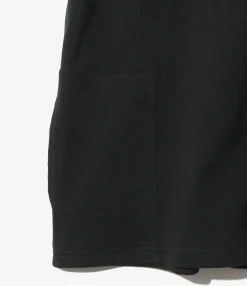 Mock Neck S/S Tee - Black Cotton Jersey