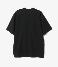 Mock Neck S/S Tee - Black Cotton Jersey