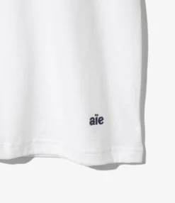 Mock Neck S/S Tee - White Cotton Jersey