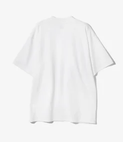Mock Neck S/S Tee - White Cotton Jersey