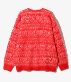 Mohair Cardigan - Red - Heart