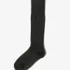 Monogram Stitch Ribbed Socks - Black