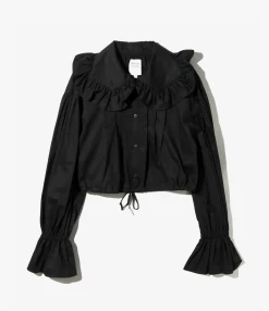 Monogram Stitch Spencer Shirt - Black- Sateen