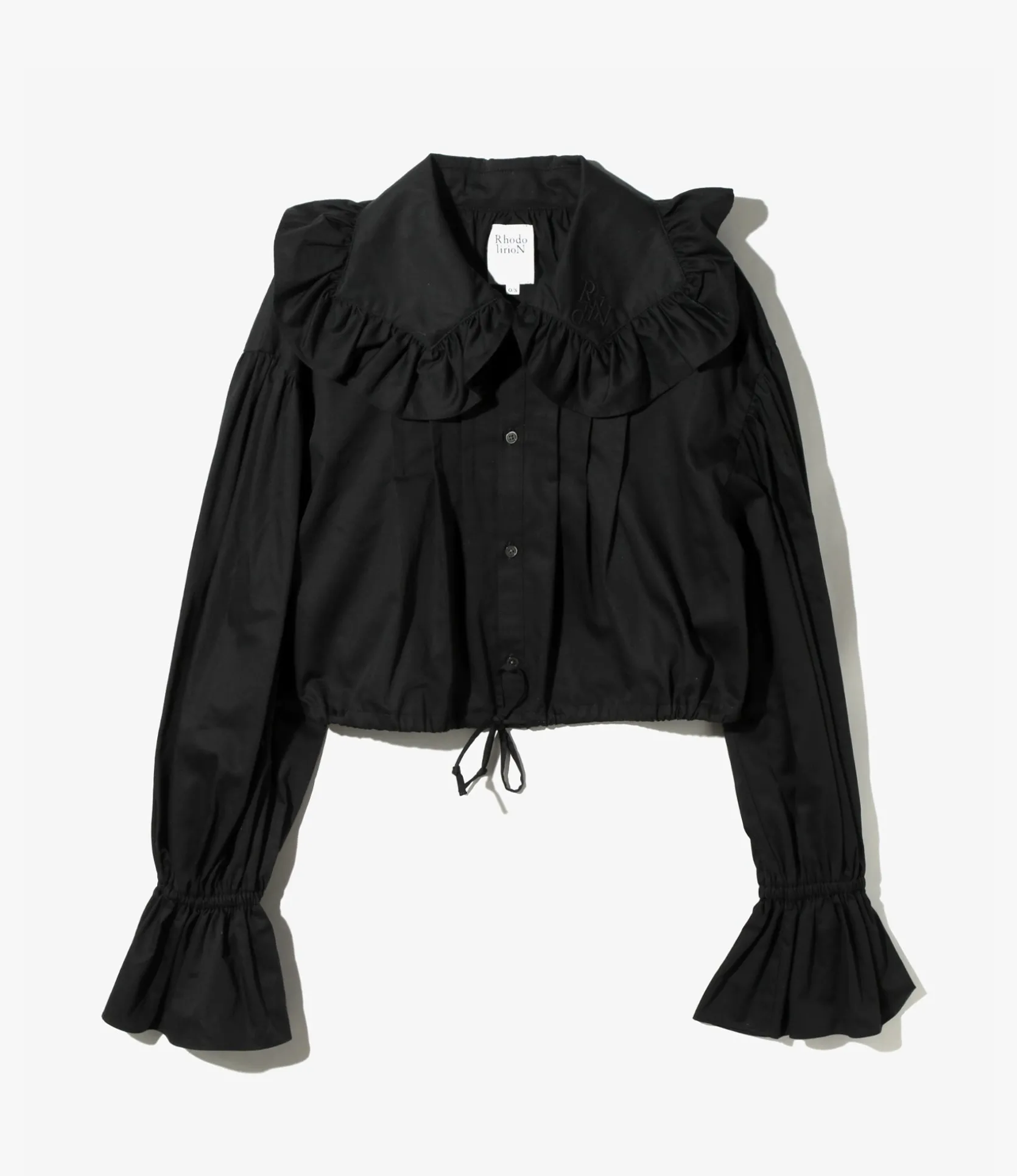 Monogram Stitch Spencer Shirt - Black- Sateen