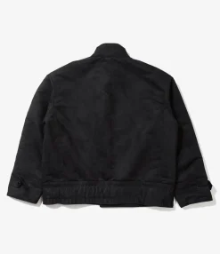Moto Jacket - Black Polyester Fake Suede