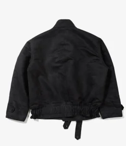 Moto Jacket - Black Polyester Fake Suede
