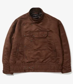 Moto Jacket - Brown Polyester Fake Suede