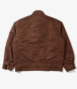 Moto Jacket - Brown Polyester Fake Suede