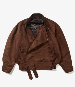 Moto Jacket - Brown Polyester Fake Suede