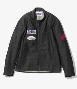 Motor Cycle Jacket - Black - 13.5oz Denim