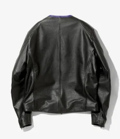 Motor Cycle Jacket - Black - Cowhide Leather