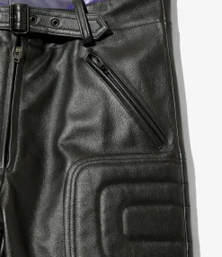 Motor Cycle Pant - Black - Cowhide Leather
