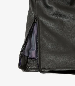 Motor Cycle Pant - Black - Cowhide Leather