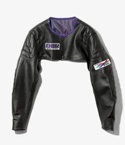 Motor Cycle Sleeves Jacket - Black - Cowhide Leather
