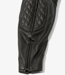 Motor Cycle Sleeves Jacket - Black - Cowhide Leather