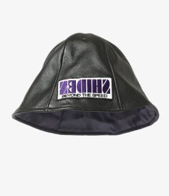 Motor Cycle Tulip Hat - Black - Cowhide Leather