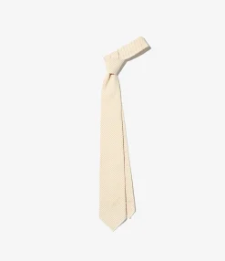 Neck Tie - Beige Cotton Seersucker