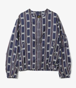 Needles Line Crew Jacket - Navy - Papillon Stripe Jacquard