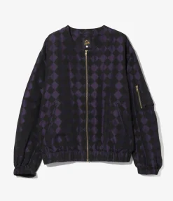 Needles Line Crew Jacket - Purple / Black- PE/R Argyle Jacquard