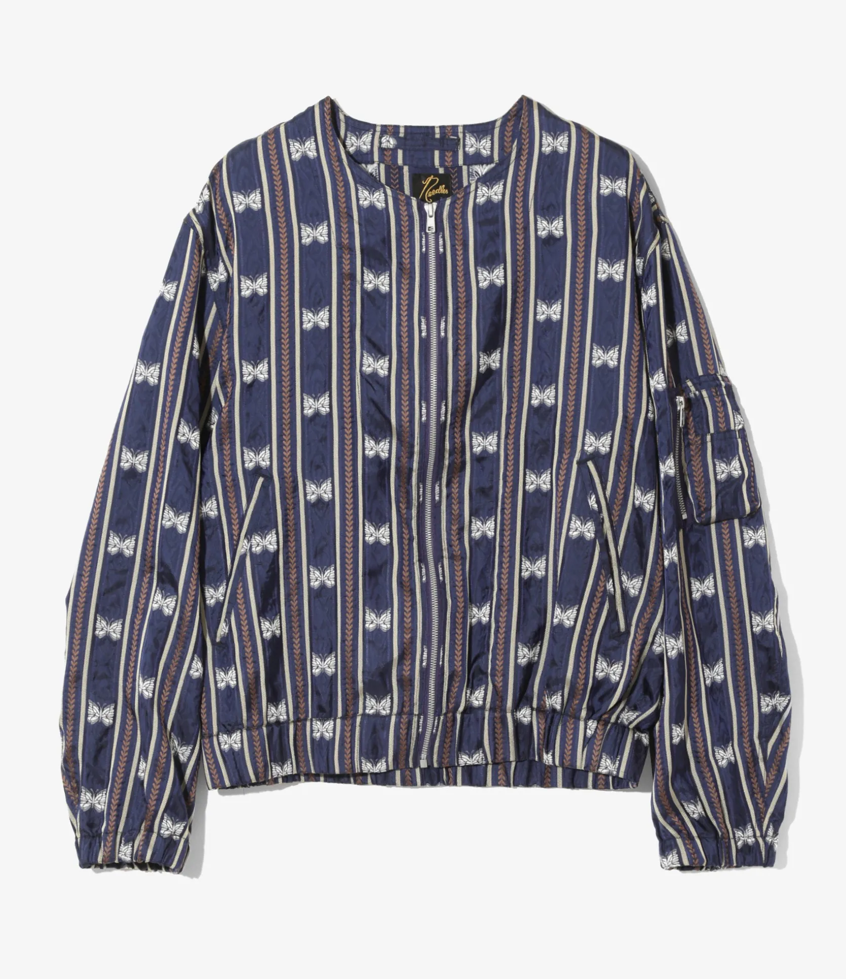 Needles Line Crew Jacket - Navy - Papillon Stripe Jacquard