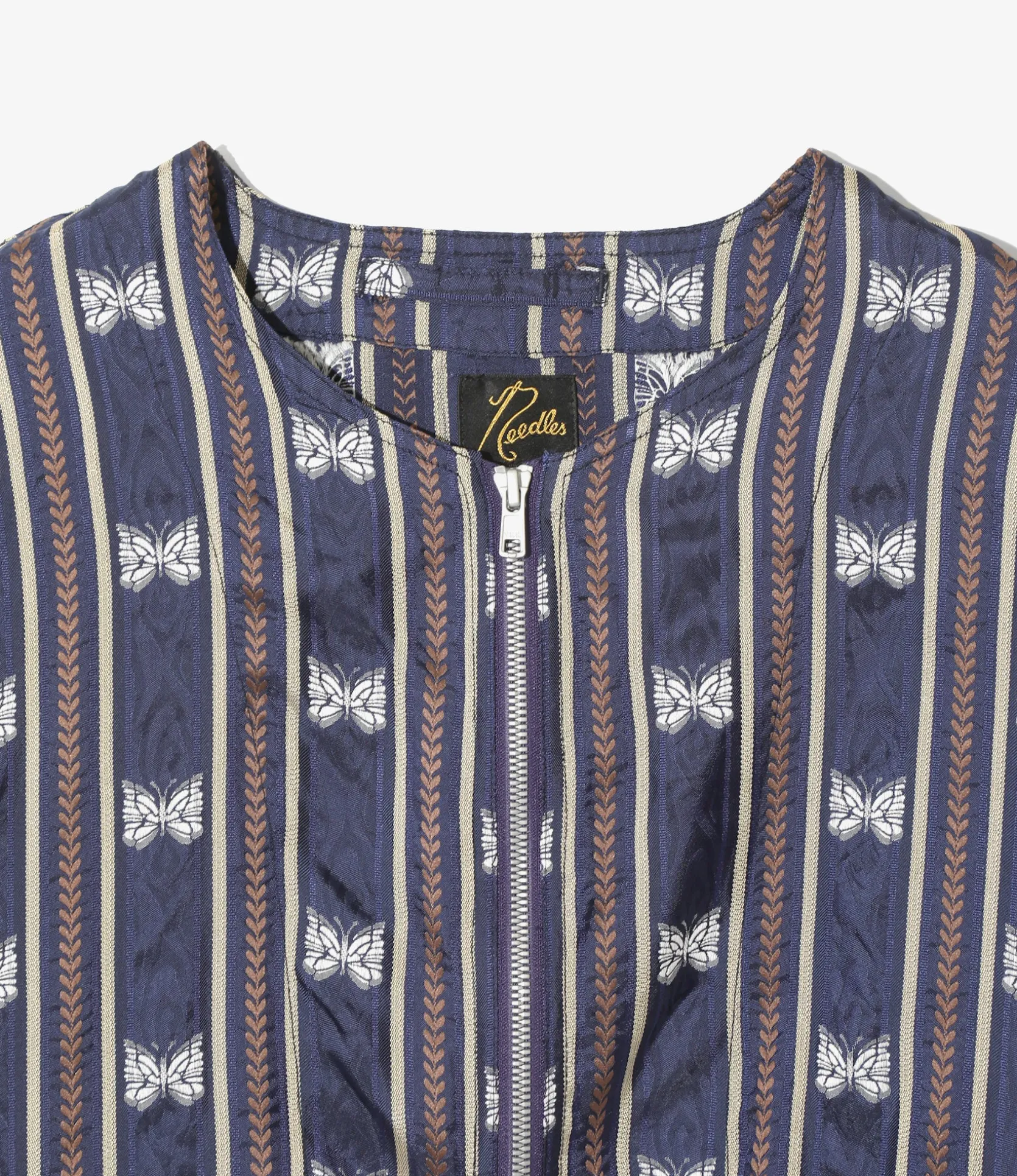 Needles Line Crew Jacket - Navy - Papillon Stripe Jacquard