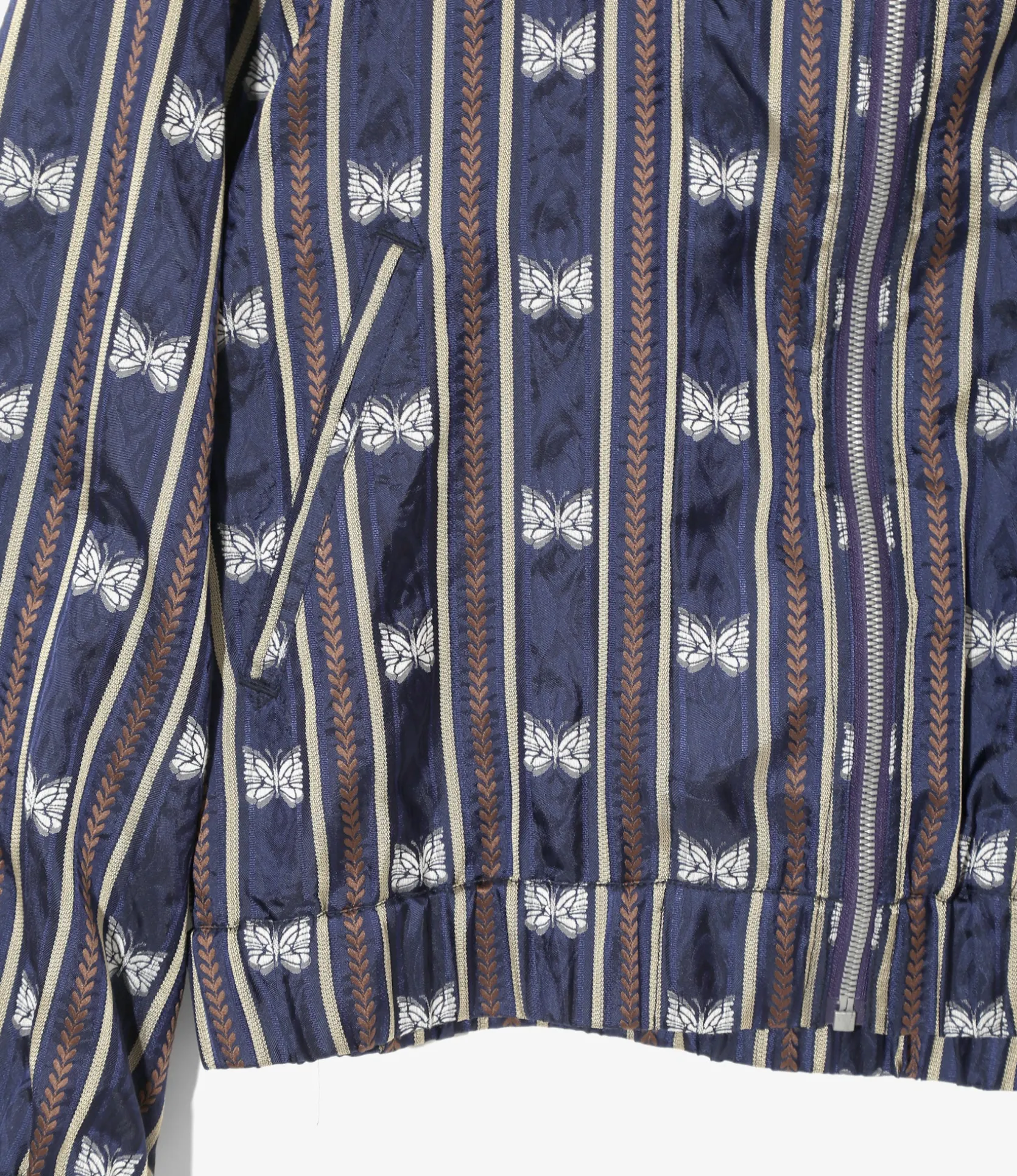Needles Line Crew Jacket - Navy - Papillon Stripe Jacquard