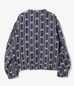 Needles Line Crew Jacket - Navy - Papillon Stripe Jacquard