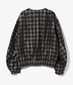Needles Line Crew Jacket - Blue / Brown - PE/R Argyle Jacquard