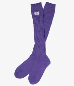 Needles x Kae Tanaka Loose Socks - Purple - KT Papillon Emb
