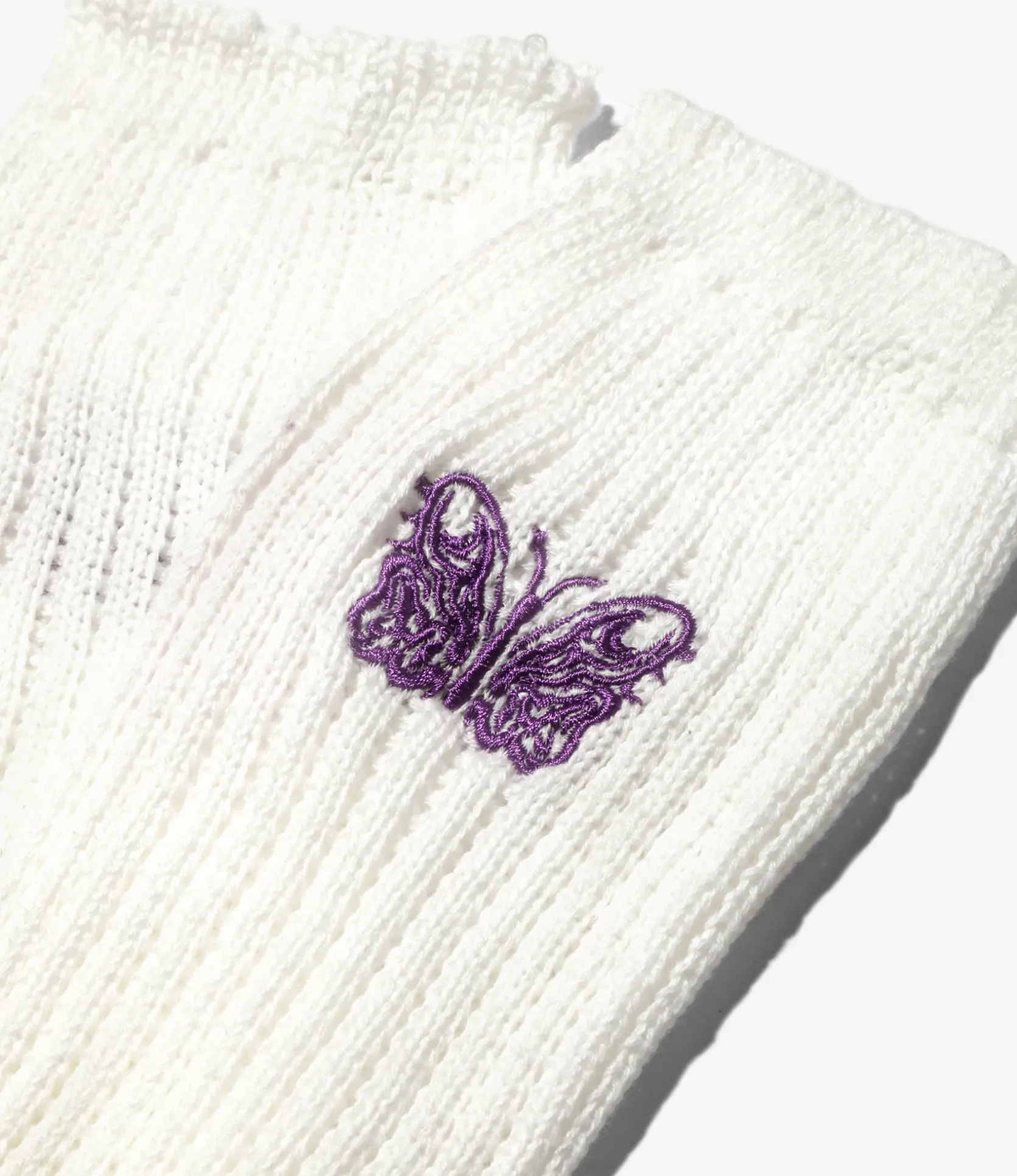 Needles x Kae Tanaka Loose Socks - Off White - KT Papillon Emb