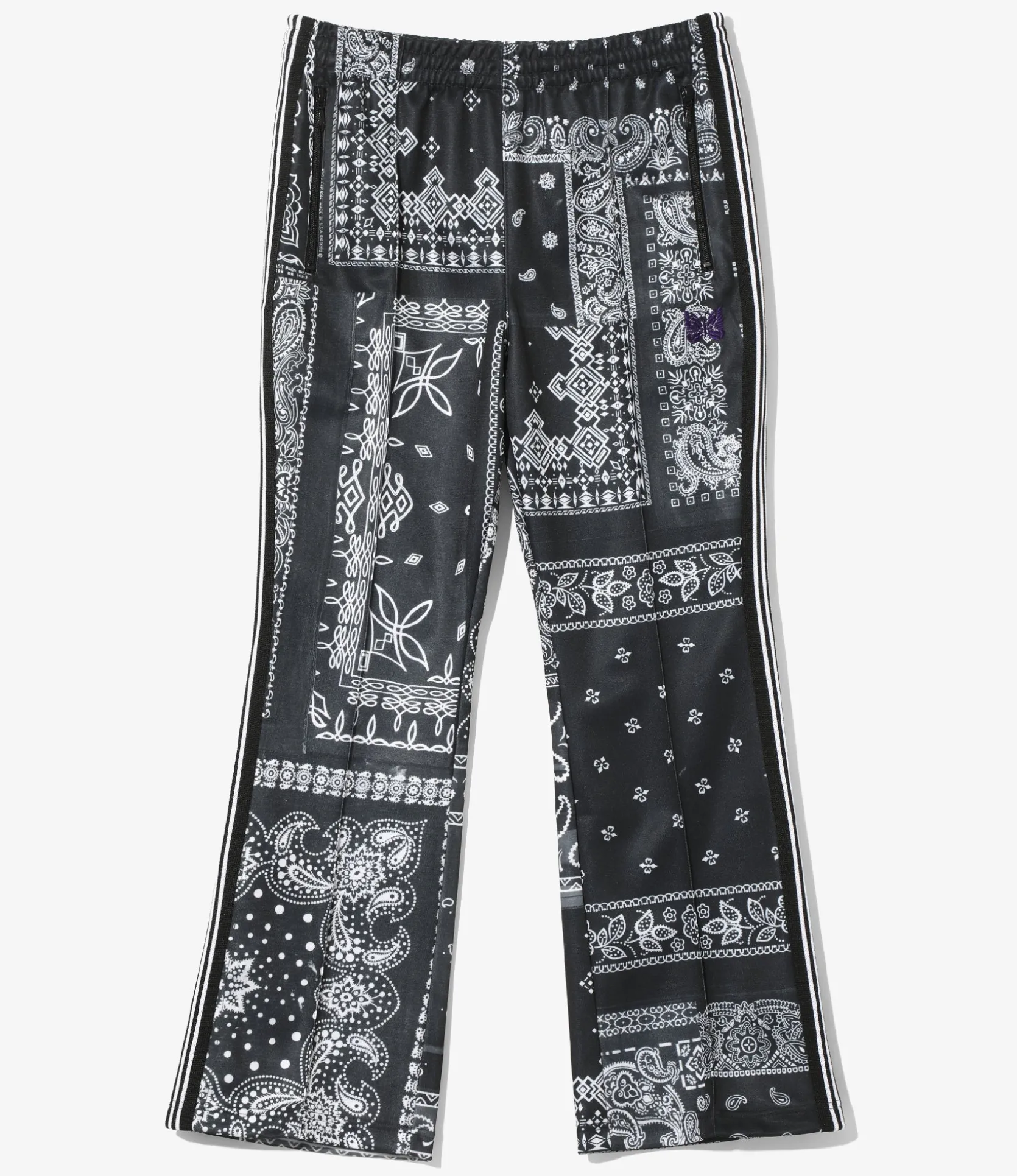 Needles x MIYAGIHIDETAKA - Boot-Cut Track Pant - Black - Bandana Print