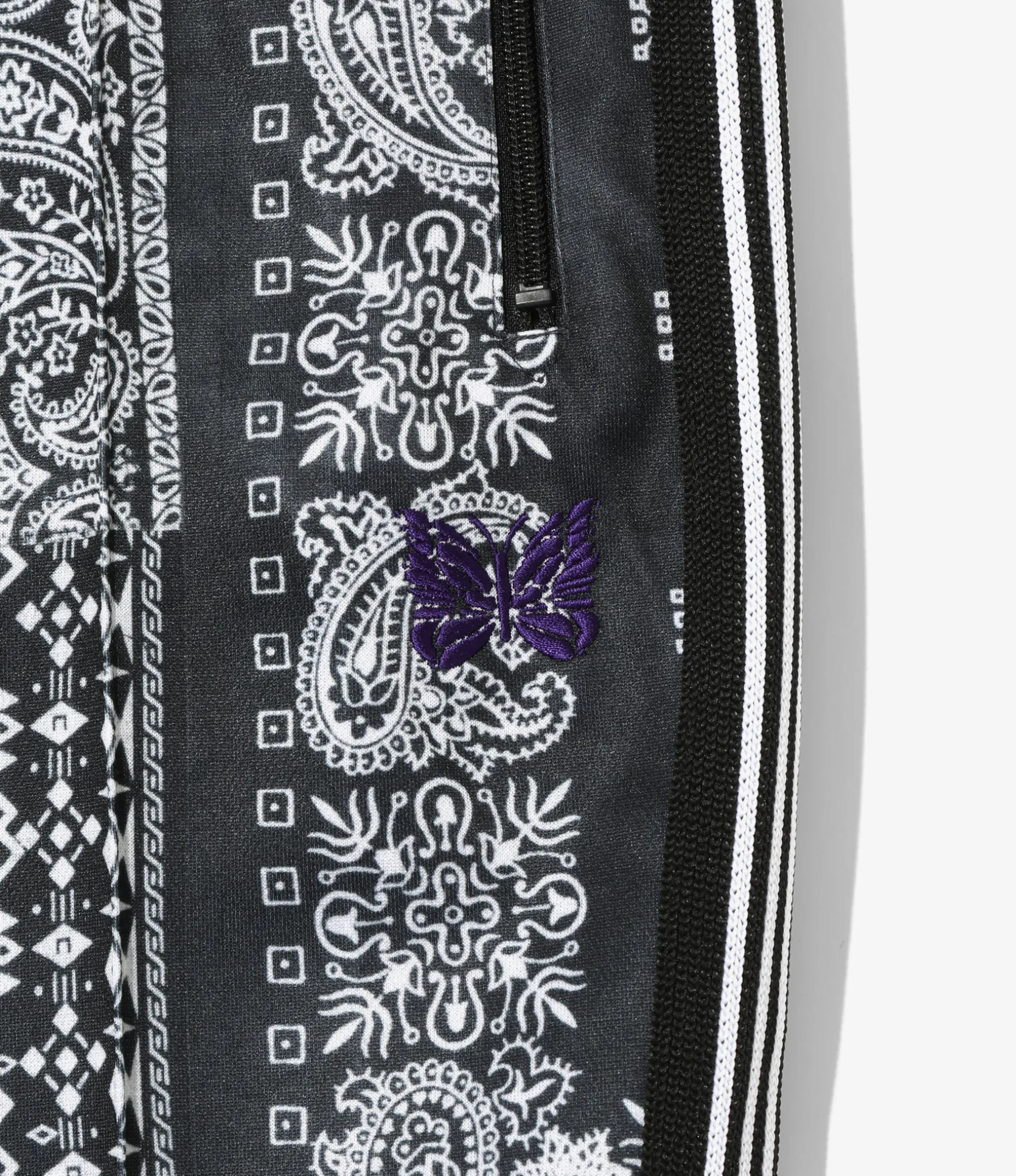 Needles x MIYAGIHIDETAKA - Boot-Cut Track Pant - Black - Bandana Print