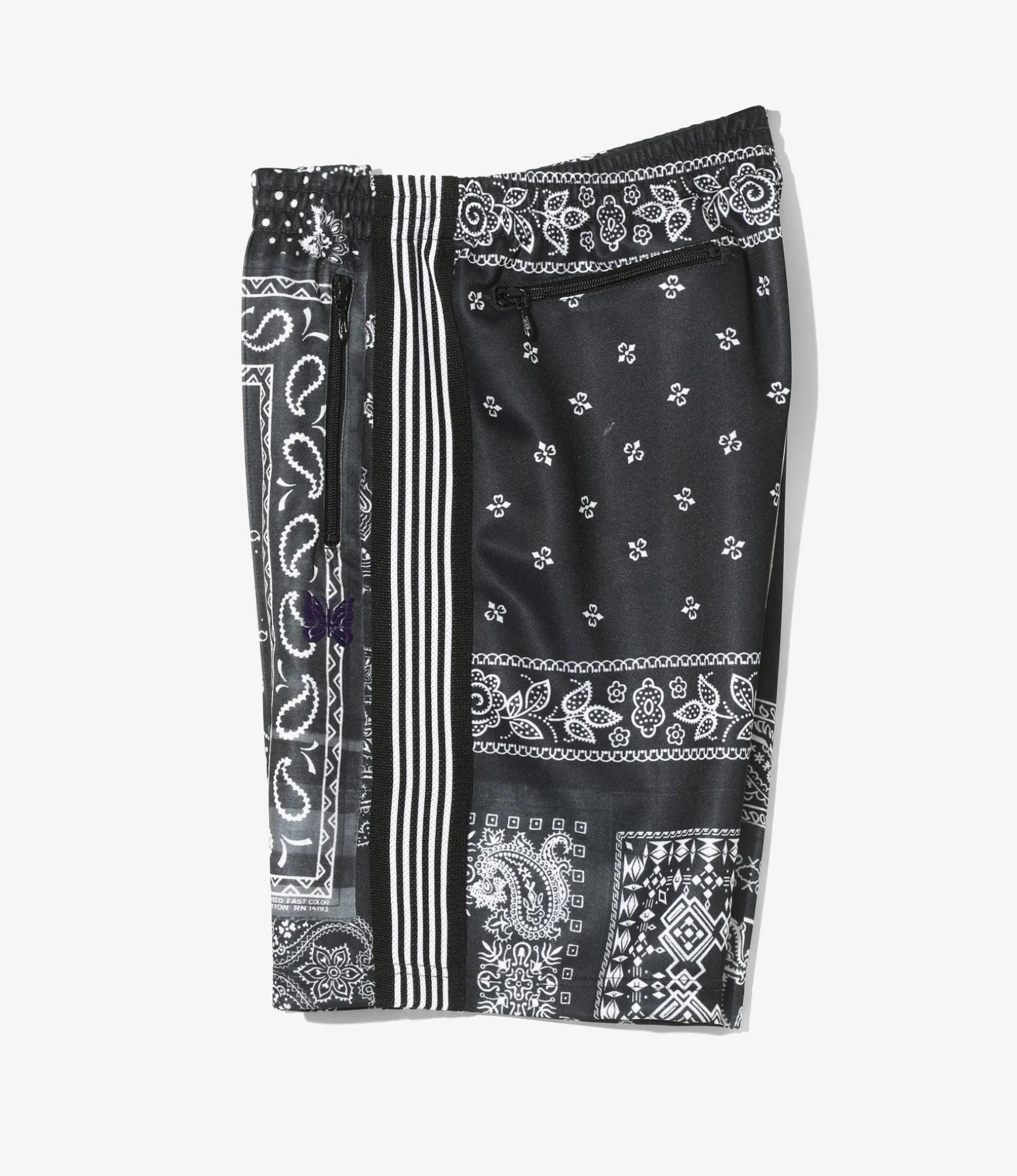 Needles x MIYAGIHIDETAKA - Track Shorts - Black - Bandana Print