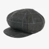 Newsboy Cap - Charcoal/Lt. Blue Wool Poly Windowpane