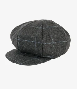 Newsboy Cap - Charcoal/Lt. Blue Wool Poly Windowpane