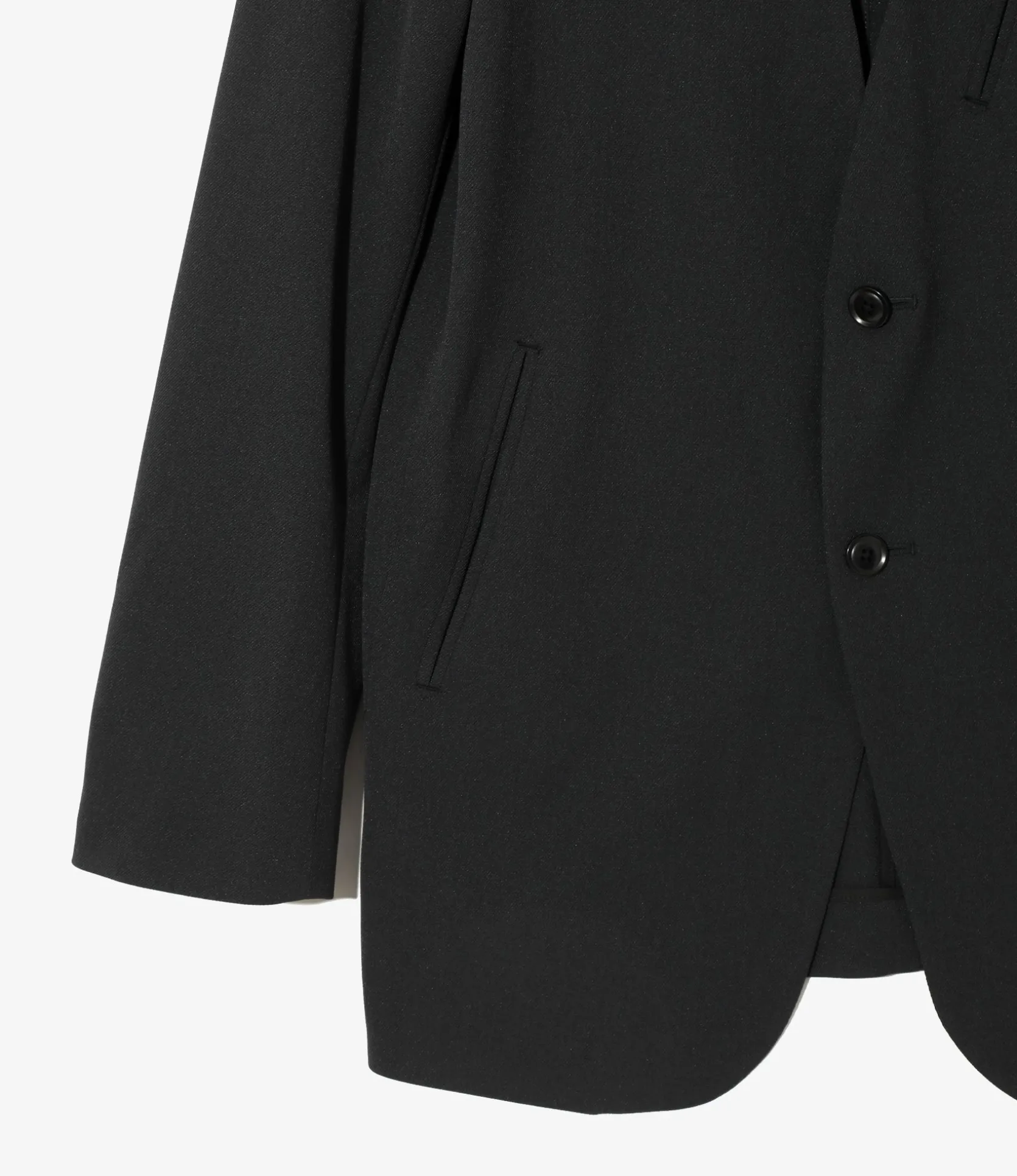 No Collar 2B Jacket - Black - Poly Twill