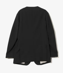 No Collar 2B Jacket - Black - Poly Twill