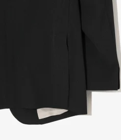 No Collar 2B Jacket - Black - Poly Twill
