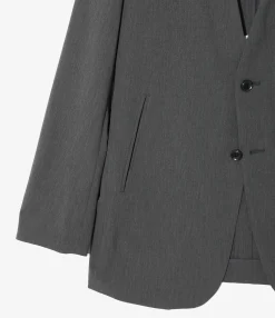 No Collar 2B Jacket - Grey - Poly Twill