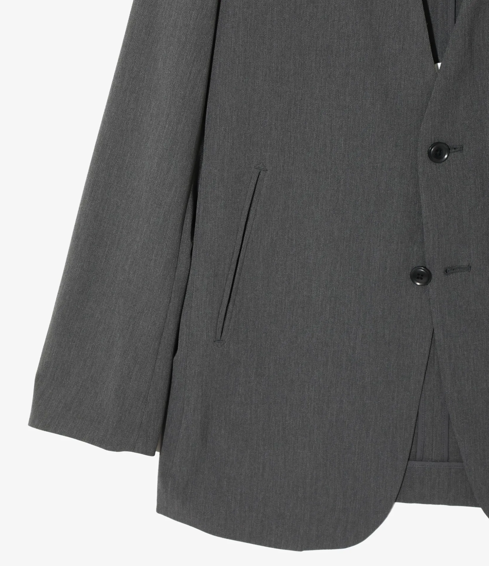 No Collar 2B Jacket - Grey - Poly Twill