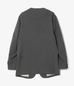 No Collar 2B Jacket - Grey - Poly Twill