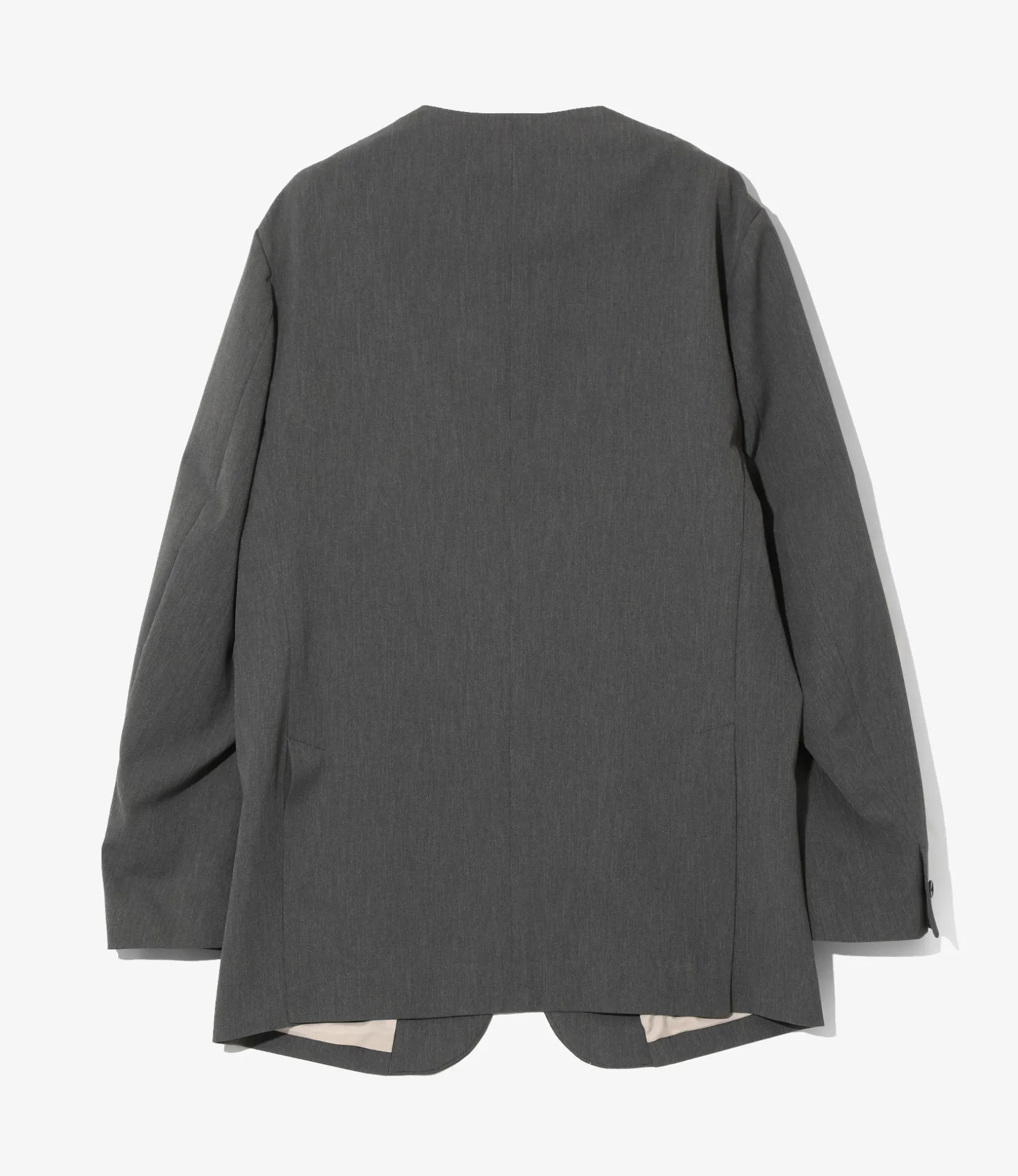 No Collar 2B Jacket - Grey - Poly Twill
