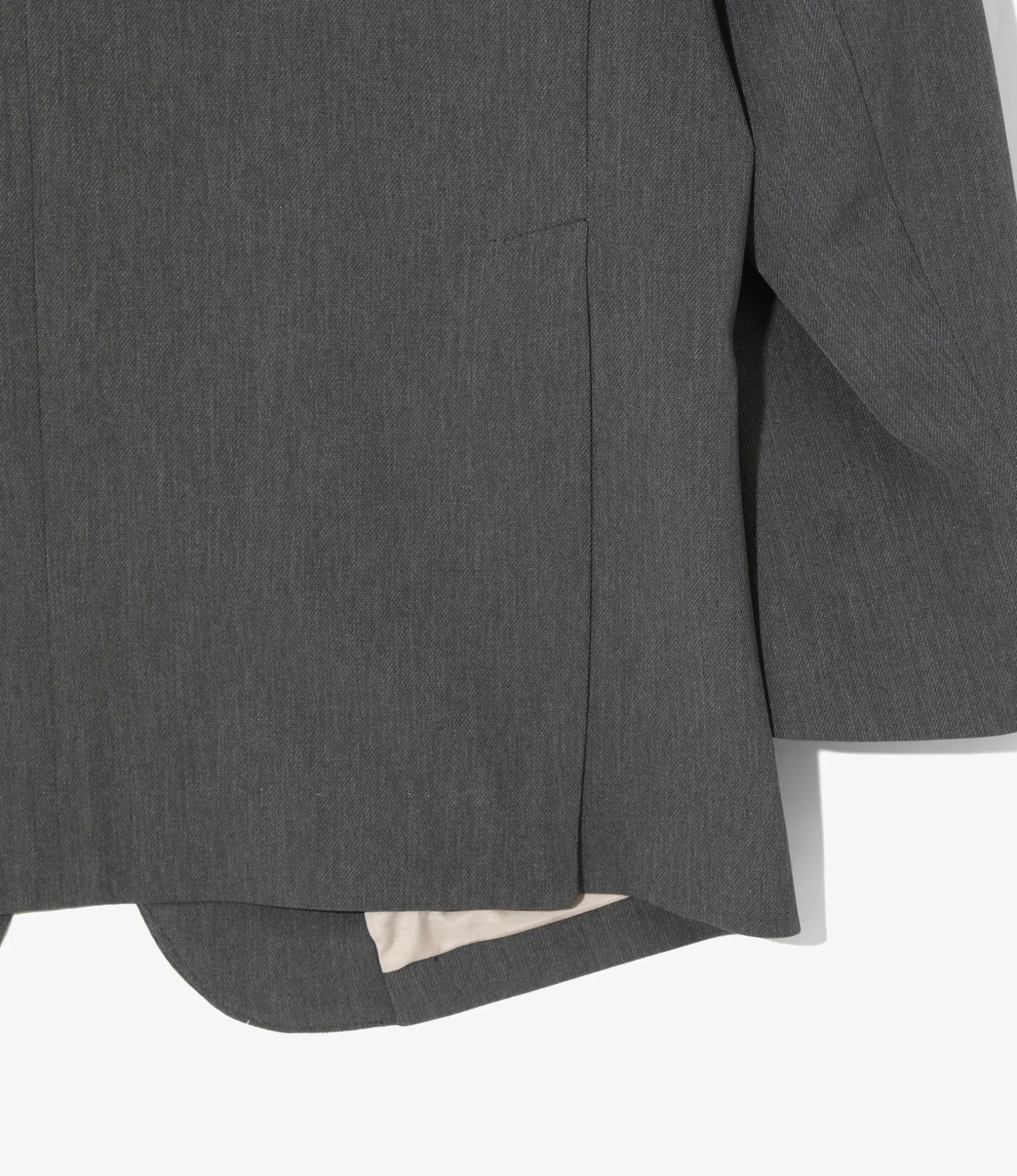 No Collar 2B Jacket - Grey - Poly Twill