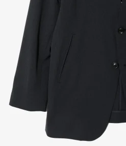 No Collar 2B Jacket - Navy - Poly Twill