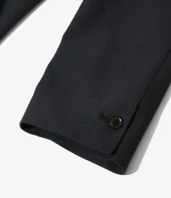 No Collar 2B Jacket - Navy - Poly Twill