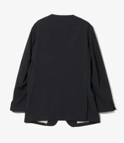 No Collar 2B Jacket - Navy - Poly Twill